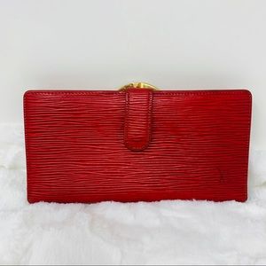 Authentic Louis Vuitton Red Epi Long Wallet